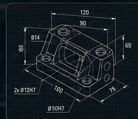 Technical drawing representing a customer component requirement